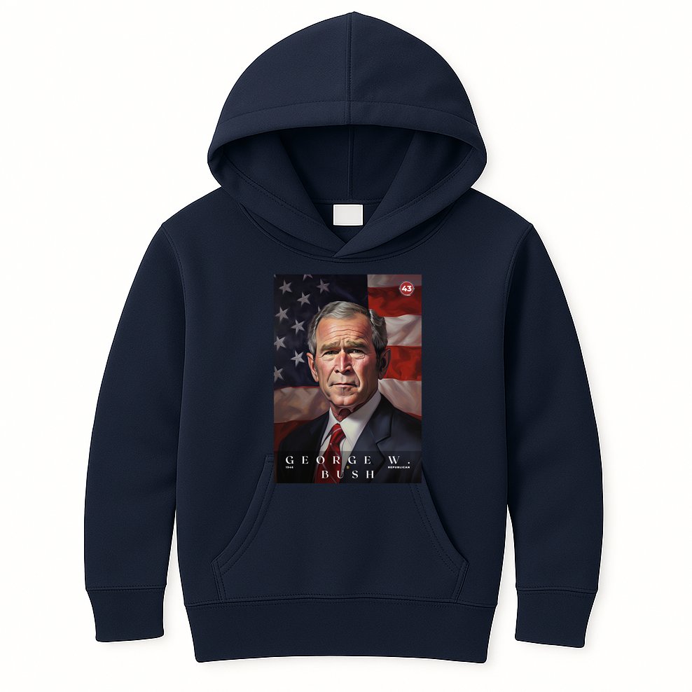 George W. Bush 43rd President Of The United States Portrait Kids Hoodie