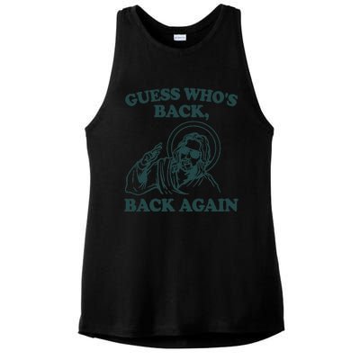 Guess Whos Back Back Again Jesus Ladies PosiCharge Tri-Blend Wicking Tank