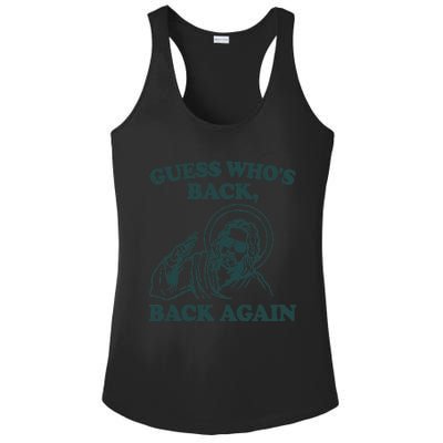 Guess Whos Back Back Again Jesus Ladies PosiCharge Competitor Racerback Tank