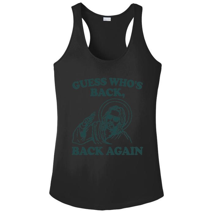 Guess Whos Back Back Again Jesus Ladies PosiCharge Competitor Racerback Tank