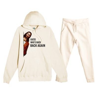 Guess Who's Back Back Again Easter Jesus Christian Gifts Premium Hooded Sweatsuit Set