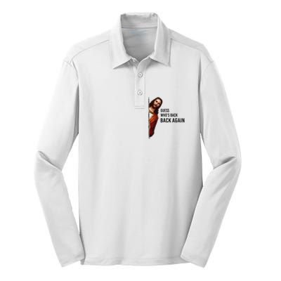 Guess Who's Back Back Again Easter Jesus Christian Gifts Silk Touch Performance Long Sleeve Polo