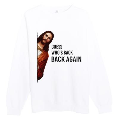 Guess Who's Back Back Again Easter Jesus Christian Gifts Premium Crewneck Sweatshirt