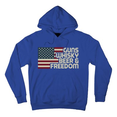 Gun Whisky Beer And Freedom American Flag Funny Vintage Retro Gift Hoodie