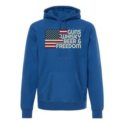 Gun Whisky Beer And Freedom American Flag Funny Vintage Retro Gift Premium Hoodie