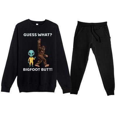 Guess What Bigfoot Butt Sasquatch Alien Premium Crewneck Sweatsuit Set