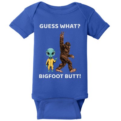 Guess What Bigfoot Butt Sasquatch Alien Baby Bodysuit