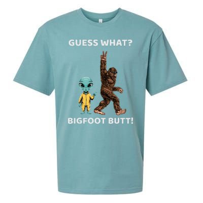 Guess What Bigfoot Butt Sasquatch Alien Sueded Cloud Jersey T-Shirt