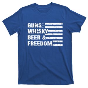 Gun Whisky Beer And Freedom American Flag Cool Gift For Guys Gift T-Shirt