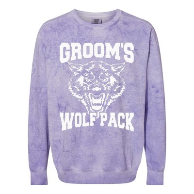 Grooms Wolfpack Bachelor Party Drinking Team Gift Colorblast Crewneck Sweatshirt