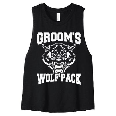 Grooms Wolfpack Bachelor Party Drinking Team Gift Women's Racerback Cropped Tank