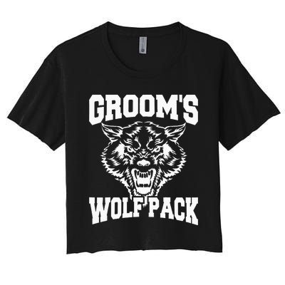 Grooms Wolfpack Bachelor Party Drinking Team Gift Women's Crop Top Tee