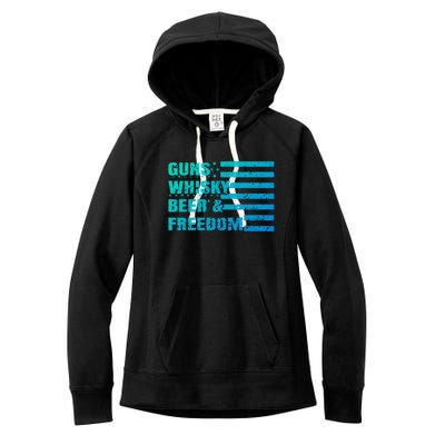 Gun Whisky Beer And Freedom American Flag Cool Gift For Guys Gift Women's Fleece Hoodie