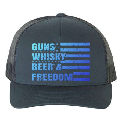 Gun Whisky Beer And Freedom American Flag Cool Gift For Guys Gift Yupoong Adult 5-Panel Trucker Hat