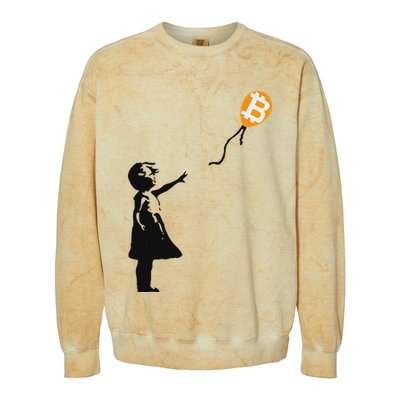 Girl With Btc Balloon Crypto Bitcoin For Cypherpunks Colorblast Crewneck Sweatshirt
