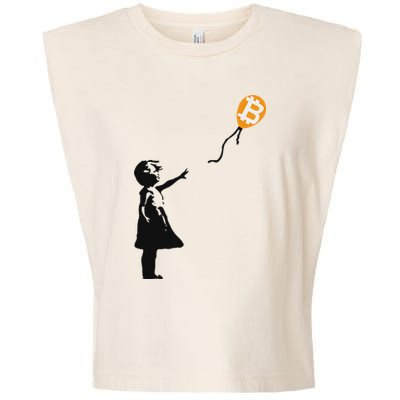 Girl With Btc Balloon Crypto Bitcoin For Cypherpunks Garment-Dyed Women's Muscle Tee