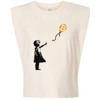 Girl With Btc Balloon Crypto Bitcoin For Cypherpunks Garment-Dyed Women's Muscle Tee