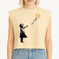 Girl With Btc Balloon Crypto Bitcoin For Cypherpunks Garment-Dyed Women's Muscle Tee