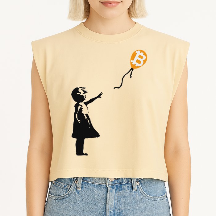 Girl With Btc Balloon Crypto Bitcoin For Cypherpunks Garment-Dyed Women's Muscle Tee