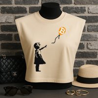 Girl With Btc Balloon Crypto Bitcoin For Cypherpunks Garment-Dyed Women's Muscle Tee