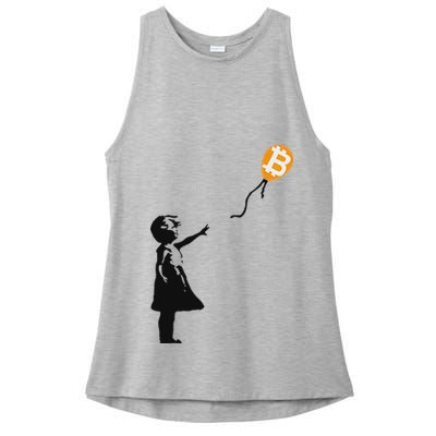 Girl With Btc Balloon Crypto Bitcoin For Cypherpunks Ladies PosiCharge Tri-Blend Wicking Tank
