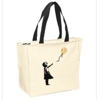 Girl With Btc Balloon Crypto Bitcoin For Cypherpunks Zip Tote Bag