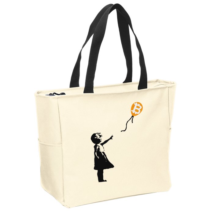 Girl With Btc Balloon Crypto Bitcoin For Cypherpunks Zip Tote Bag