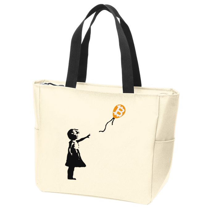 Girl With Btc Balloon Crypto Bitcoin For Cypherpunks Zip Tote Bag