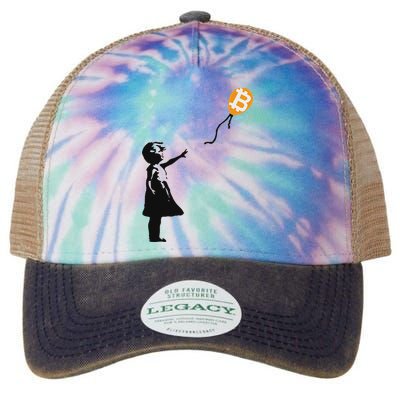 Girl With Btc Balloon Crypto Bitcoin For Cypherpunks Legacy Tie Dye Trucker Hat