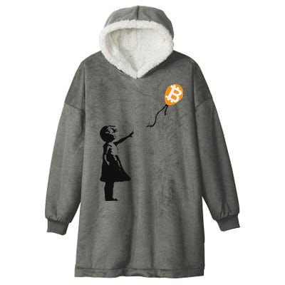 Girl With Btc Balloon Crypto Bitcoin For Cypherpunks Hooded Wearable Blanket