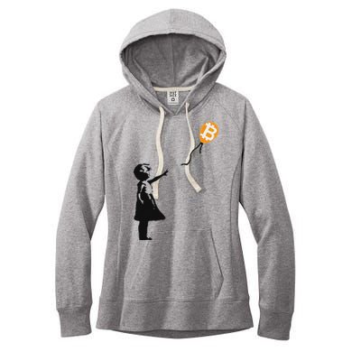 Girl With Btc Balloon Crypto Bitcoin For Cypherpunks Women's Fleece Hoodie