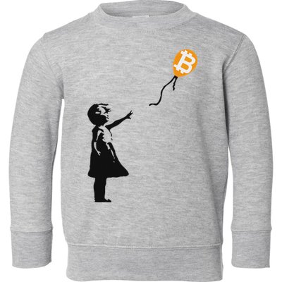 Girl With Btc Balloon Crypto Bitcoin For Cypherpunks Toddler Sweatshirt