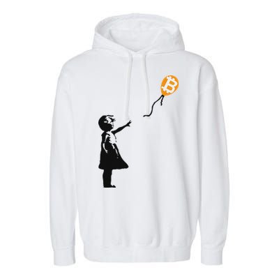Girl With Btc Balloon Crypto Bitcoin For Cypherpunks Garment-Dyed Fleece Hoodie