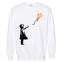 Girl With Btc Balloon Crypto Bitcoin For Cypherpunks Garment-Dyed Sweatshirt