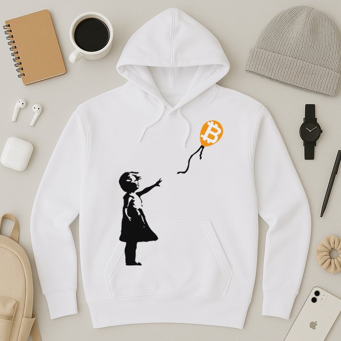 Girl With Btc Balloon Crypto Bitcoin For Cypherpunks Hoodie