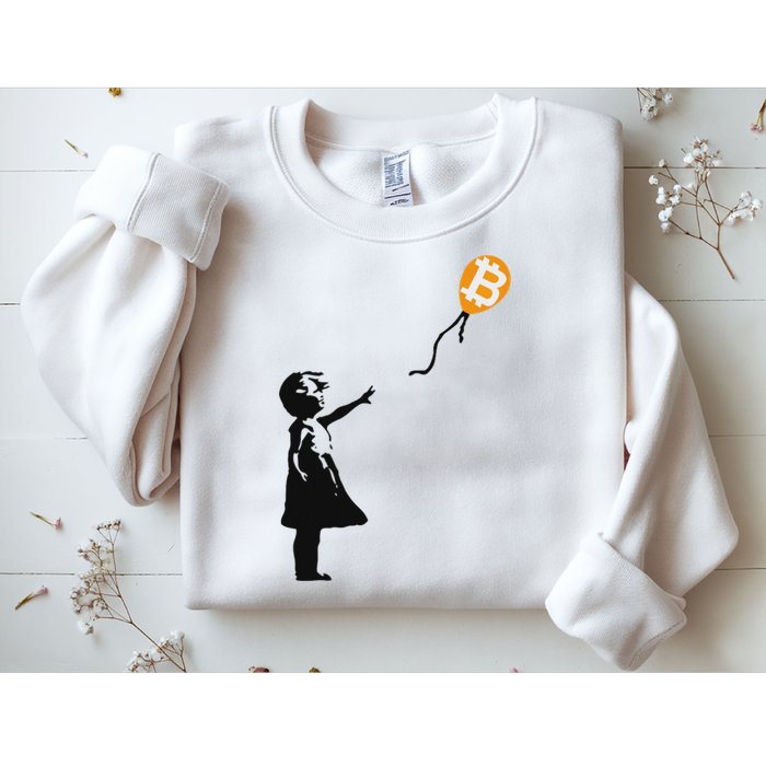 Girl With Btc Balloon Crypto Bitcoin For Cypherpunks Sweatshirt