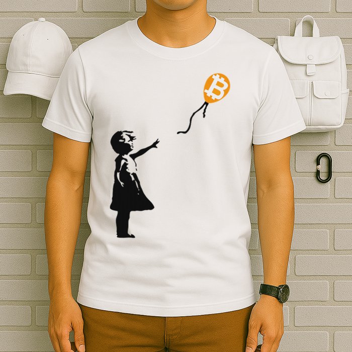 Girl With Btc Balloon Crypto Bitcoin For Cypherpunks T-Shirt