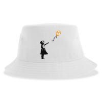 Girl With Btc Balloon Crypto Bitcoin For Cypherpunks Sustainable Bucket Hat