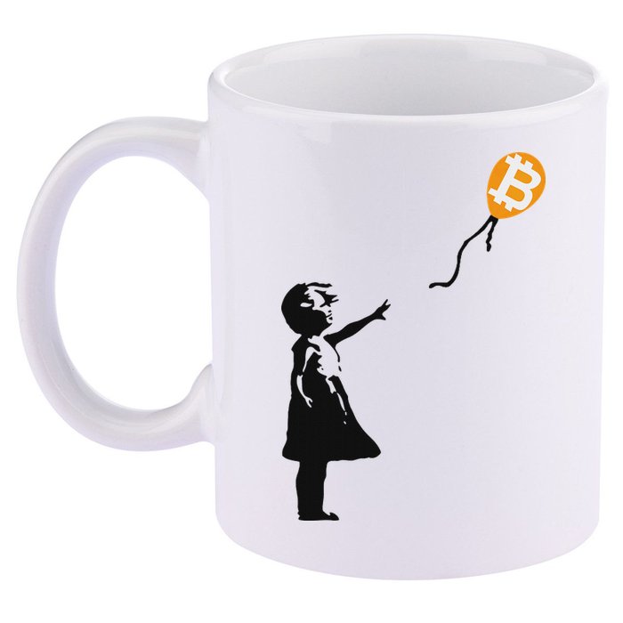 Girl With Btc Balloon Crypto Bitcoin For Cypherpunks 11oz C Handle Ceramic Mug