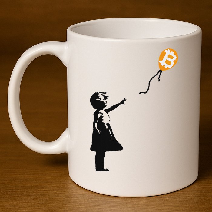Girl With Btc Balloon Crypto Bitcoin For Cypherpunks 11oz C Handle Ceramic Mug