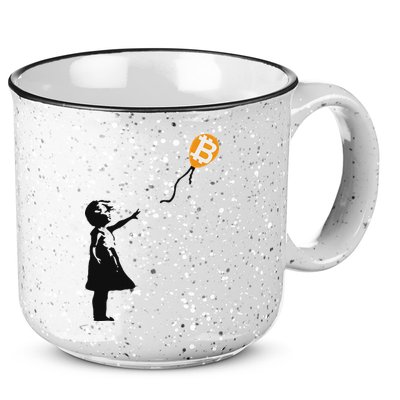 Girl With Btc Balloon Crypto Bitcoin For Cypherpunks 15oz Campfire Ceramic Mug