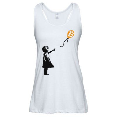 Girl With Btc Balloon Crypto Bitcoin For Cypherpunks Ladies Essential Flowy Tank