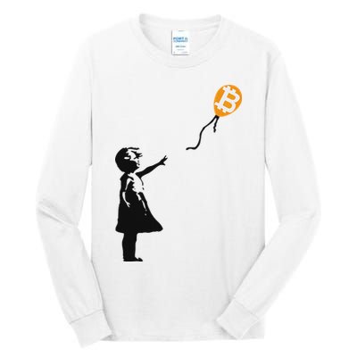Girl With Btc Balloon Crypto Bitcoin For Cypherpunks Tall Long Sleeve T-Shirt