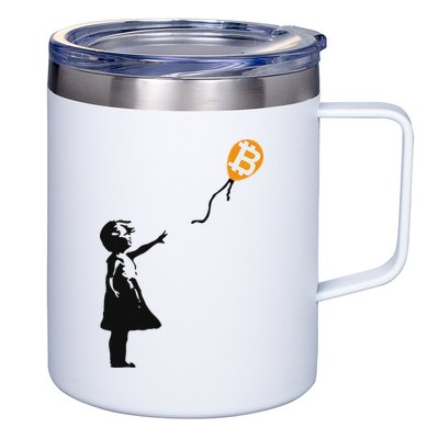Girl With Btc Balloon Crypto Bitcoin For Cypherpunks 12oz Stainless Steel Coffee Mug