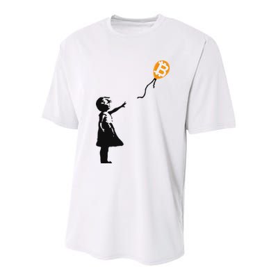 Girl With Btc Balloon Crypto Bitcoin For Cypherpunks Youth Performance Sprint T-Shirt