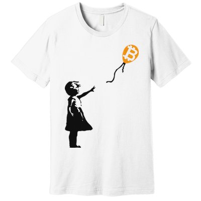 Girl With Btc Balloon Crypto Bitcoin For Cypherpunks Premium T-Shirt