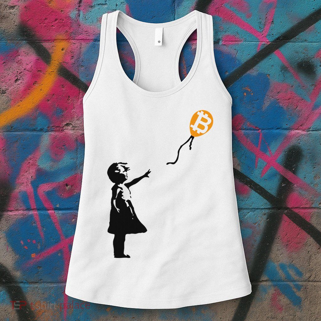 Girl With Btc Balloon Crypto Bitcoin For Cypherpunks Womens Tank Top