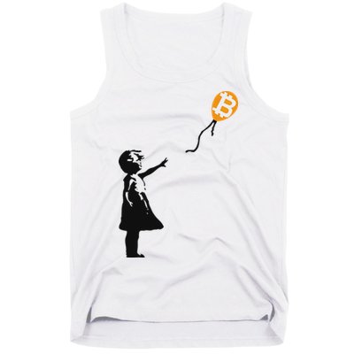 Girl With Btc Balloon Crypto Bitcoin For Cypherpunks Tank Top