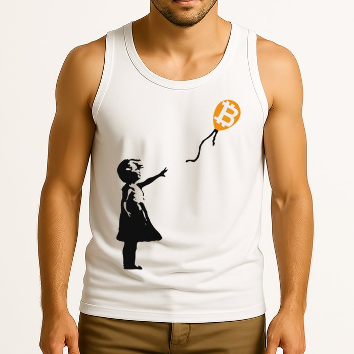 Girl With Btc Balloon Crypto Bitcoin For Cypherpunks Tank Top