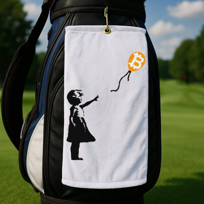 Girl With Btc Balloon Crypto Bitcoin For Cypherpunks Golf Towel